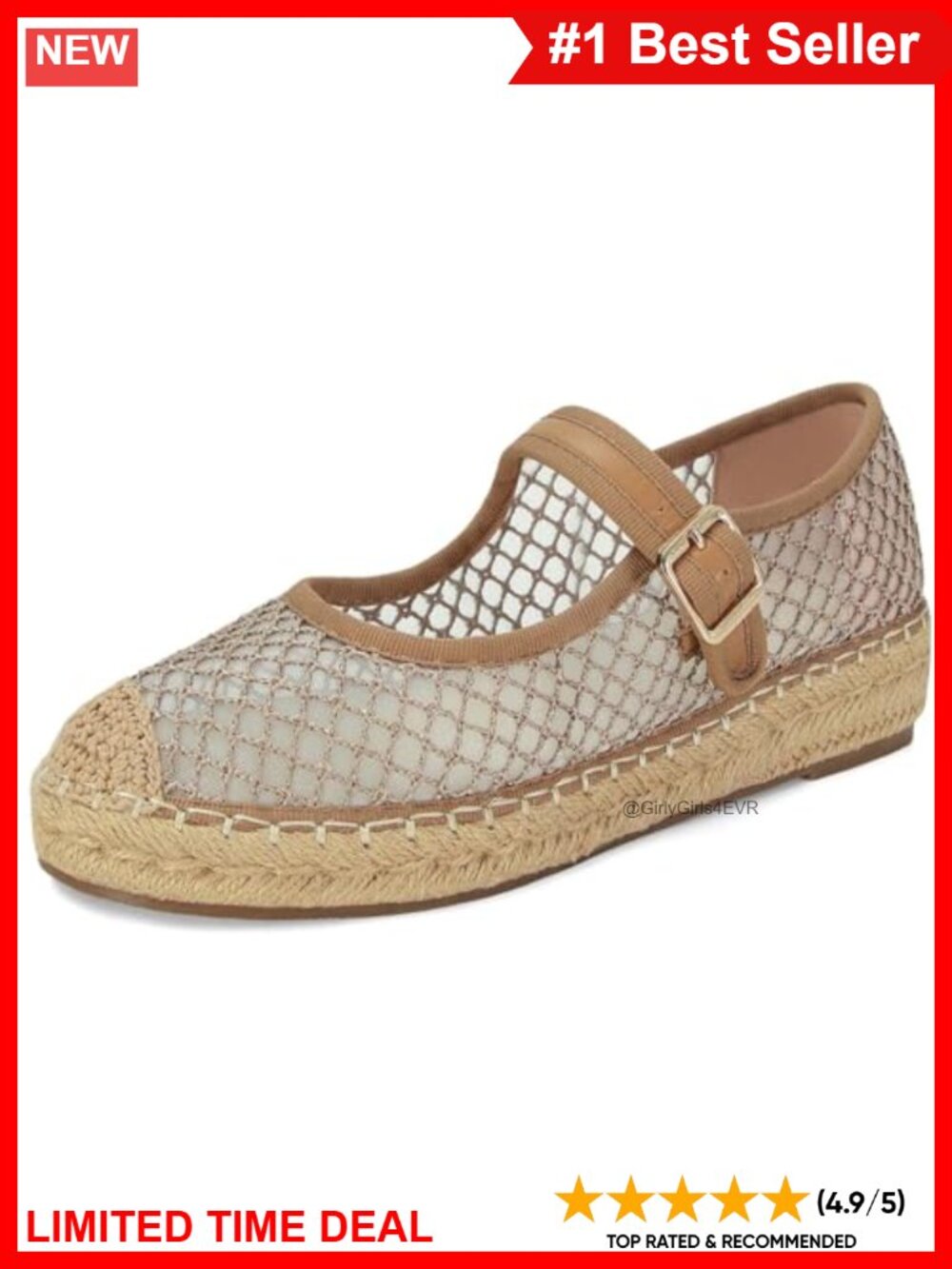 Platform Mary Jane Flats Mesh Woven Raffia Espadrilles Buckle Strap
